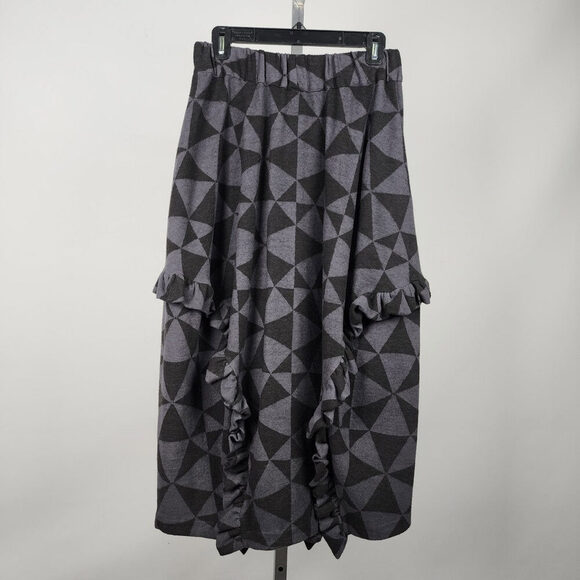 Amma Black & Grey Ruffle Maxi Skirt Size M - Picture 6 of 8